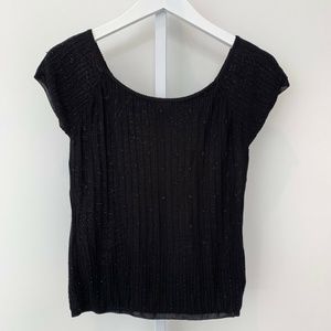 LAUNDRY BY SHELLI SEGAL BLACK EMBELLISHED KNIT TOP SIZE M